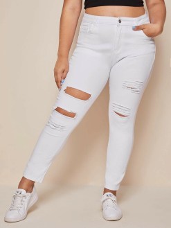Plus Distressed High-Rise Skinny Jeans