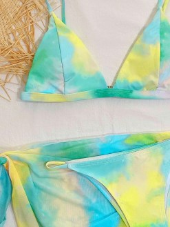 3pack Tie Dye Bikini Swimsuit & Cover Up Skirt