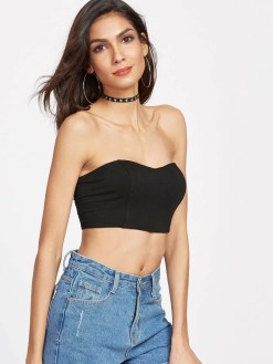 Elasticized Strappy Back Bandeau Top