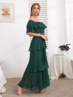 Bardot Plisse Tiered Layer Dress Without Belt
