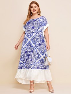 Plus Floral Print Tunic Dress - (Duplicate Imported from WooCommerce)