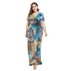 Plus Kaftan Abaya Summer Boho Print Long Dress