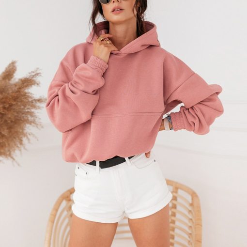 Pink Short Women Fleece Sweatshirt